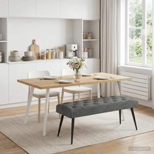Ławka z guzikami ciemnoszary 110 x 40 x 46 cm Welur