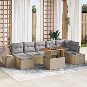 Zestaw Sof na Ogród 8 szt. Beżowy i szary