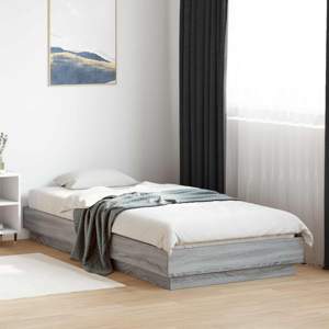 Łóżko z ramą z LED Szary Sonoma 80 x 200 cm Drewno inżynieryjne