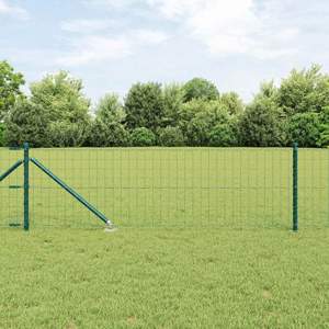 Płot Euro z Kolcami 25 x 0,6 m Stal pokryta PVC zielony Siatka