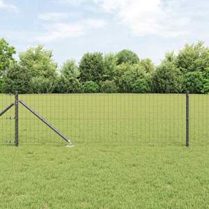 Płot Euro z Kolcami 10 x 0,6 m Stal pokryta PVC Szary Siatka