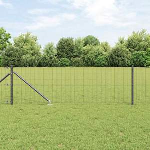 Płot Euro z Kolcami 10 x 0,4 m Stal pokryta PVC Szary Siatka
