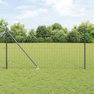 Płot Euro z Kolcami 25 x 1 m Stal pokryta PVC Szary Siatka