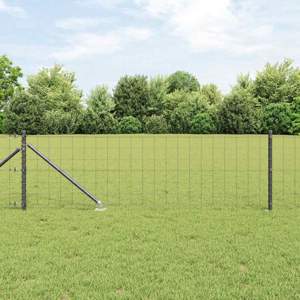 Płot Euro z Kolcami 25 x 0,8 m Stal pokryta PVC Szary Siatka
