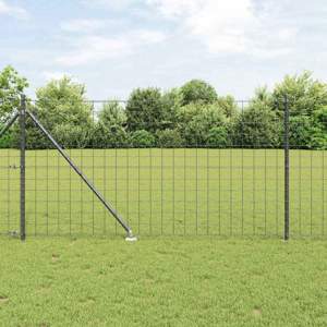 Płot Euro z Kolcami 25 x 1 m Stal pokryta PVC Szary Siatka