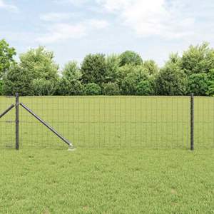 Płot Euro z Kolcami 10 x 0,4 m Stal pokryta PVC Szary Siatka