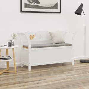 Ławka, biała, 107x45x75,5 cm, lite drewno jodłowe