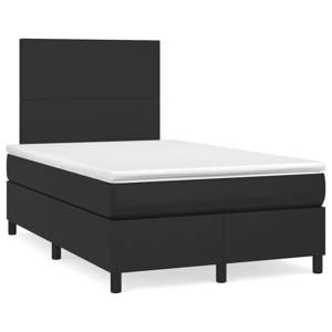 Łóżko kontynentalne z materacem i LED, czarne, 120x190 cm