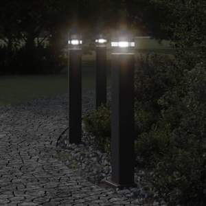 Zewnętrzne lampy stojące, 3 szt., czarne, 80 cm, aluminium