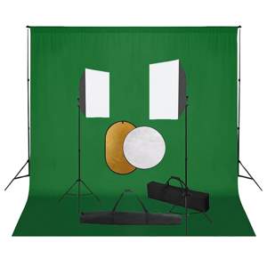 Zestaw studyjny z lampami softbox, tłem i blendami