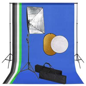 Zestaw studyjny z lampą softbox, tłami i blendami