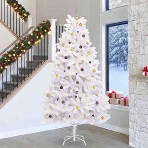 Sztuczna choinka z zawiasami LED Biały 138 x 138 x 300 cm