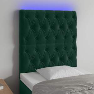 Zagłówek do łóżka z LED, ciemnozielony, 80x7x118/128 cm