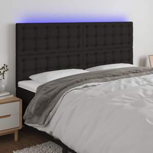 Zagłówek do łóżka z LED, czarny, 180x5x118/128 cm, tkanina