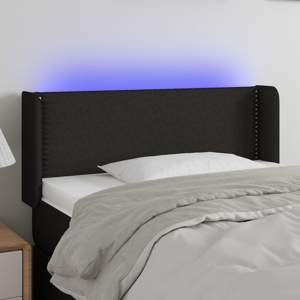 Zagłówek do łóżka z LED, czarny, 83x16x78/88 cm, tkanina