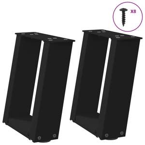 Nogi do stolika kawowego w kształcie litery U 2 szt. Czarne 30x(30-31) cm Stal