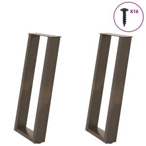 Nogi do stołu konsolowego w kształcie litery U 2 szt. Naturalna stal 38x(72-73) cm Stal