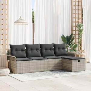 Zestaw Sof na Ogród 5 szt. Jasnoszary polirattan