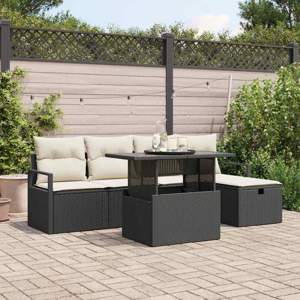Zestaw Sof na Ogród 6 szt. Czarny polirattan