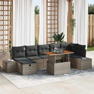 Zestaw Sof na Ogród 8 szt. Szary polirattan