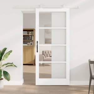 Drzwi przesuwne ORKDAL 93 x 211 cm Lite drewno sosnowe i szkło