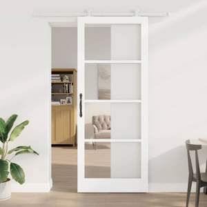 Drzwi przesuwne ORKDAL 93 x 232 cm Lite drewno sosnowe i szkło