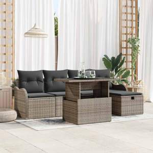 Zestaw Sof na Ogród 6 szt. Szary polirattan