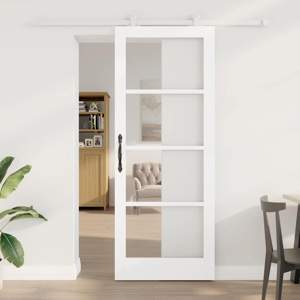 Drzwi przesuwne ORKDAL 83 x 211 cm Lite drewno sosnowe i szkło
