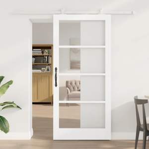 Drzwi przesuwne ORKDAL 93 x 202 cm Lite drewno sosnowe i szkło