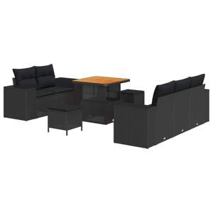 Zestaw Sof na Ogród 8 pcs Czarny polirattan
