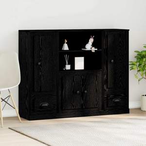 Highboard Czarny Dąb 132 x 35.5 x 103.5 cm Drewno inżynieryjne