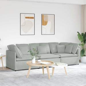 Sofa modułowa z poduszkami aksamitna jasnoszara