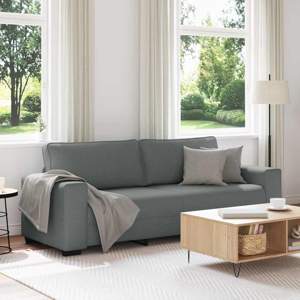 Sofa 3-osobowa, ciemnoszara, 220x77x82 cm, tapicerowana tkaniną