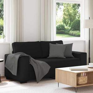 Sofa 2-osobowa, czarna, 180x77x82 cm, tapicerowana tkaniną
