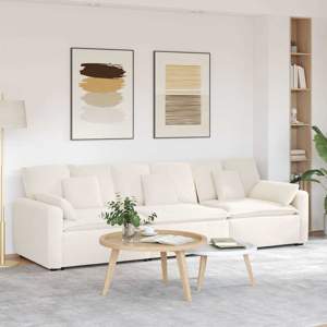 Sofa modułowa z poduszkami, kremowa