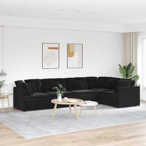 Sofa modułowa z poduszkami aksamitna czerń