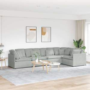 Sofa modułowa z poduszkami aksamitna jasnoszara