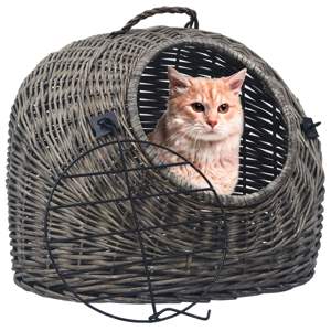 Transporter dla kota, szary, 60x45x45 cm, naturalna wiklina