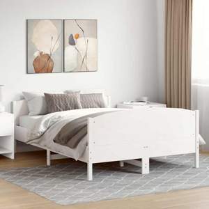 Rama łóżka bez materaca, biała, 150x200 cm, lite drewno sosnowe