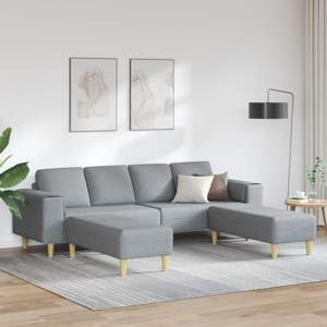 Sofa do salonu 3 szt. Jasnoszary Poliester