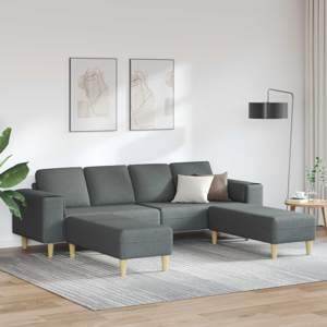 Sofa do salonu 3 szt. Ciemnoszary Poliester