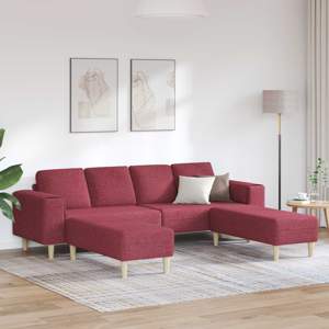 Sofa do salonu 3 szt. Czerwone wino Poliester