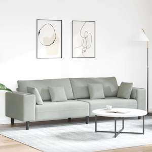 Sofa Jasnoszary 250 x 77 x 76 cm Aksamit