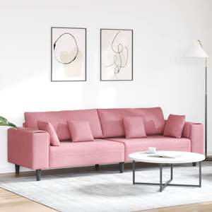 Sofa Różowy 250 x 77 x 76 cm Aksamit
