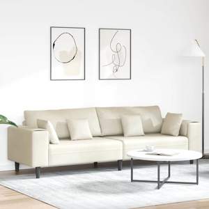 Sofa Kremowy 250 x 77 x 76 cm Aksamit