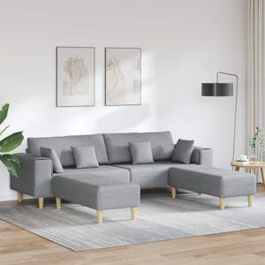 Sofa 3 szt. Jasnoszary tkanina
