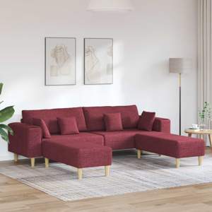 Sofa 3 szt. Czerwone wino tkanina