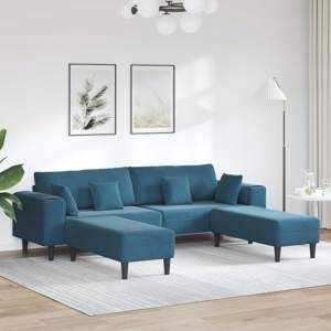Sofa 3 szt. Niebieski Aksamit