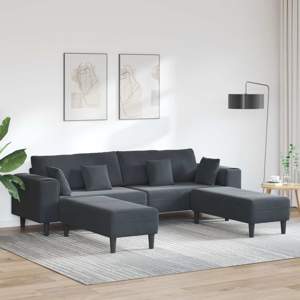 Sofa 3 szt. Ciemnoszary Aksamit