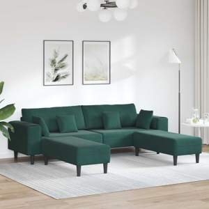 Sofa 3 szt. Ciemna zieleń Aksamit
